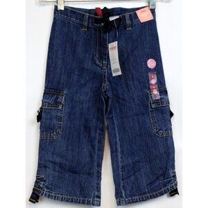 NWT 2004 Gymboree Dandelion Wishes Blue Denim Capri Cargo Pants sz 6
